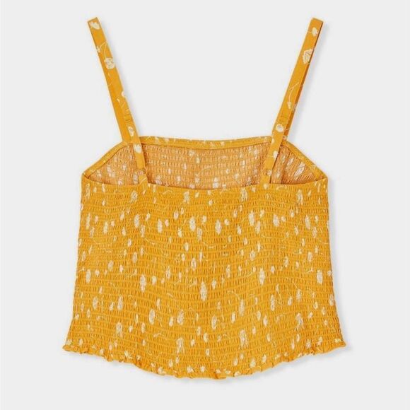 Torrid Challis Smocked Crop Cami Mustard Yellow White Stretchy 3 Plus - Picture 3 of 10